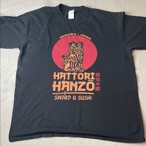 Gildan (Okinawa-Japan) Black Tee with Red and Orange Graphic